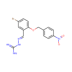 N=C(N)N/N=C/c1cc(Br)ccc1OCc1ccc([N+](=O)[O-])cc1 ZINC000028888472