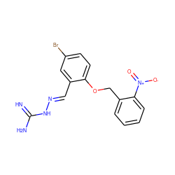 N=C(N)N/N=C/c1cc(Br)ccc1OCc1ccccc1[N+](=O)[O-] ZINC000028888489