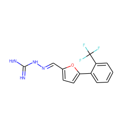 N=C(N)N/N=C/c1ccc(-c2ccccc2C(F)(F)F)o1 ZINC000045286529