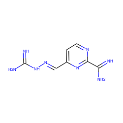 N=C(N)N/N=C/c1ccnc(C(=N)N)n1 ZINC000013861136