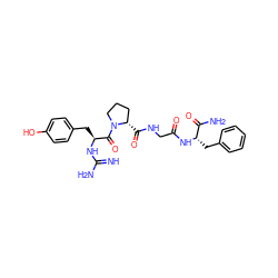 N=C(N)N[C@@H](Cc1ccc(O)cc1)C(=O)N1CCC[C@@H]1C(=O)NCC(=O)N[C@@H](Cc1ccccc1)C(N)=O ZINC001772641889