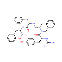 N=C(N)N[C@@H](Cc1ccc(O)cc1)C(=O)N1Cc2ccccc2C[C@H]1CN[C@@H](Cc1ccccc1)C(=O)N[C@@H](Cc1ccccc1)C(=O)O ZINC000096941689