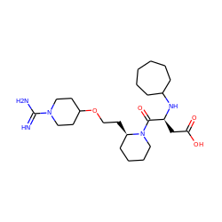 N=C(N)N1CCC(OCC[C@@H]2CCCCN2C(=O)[C@H](CC(=O)O)NC2CCCCCC2)CC1 ZINC000013473946