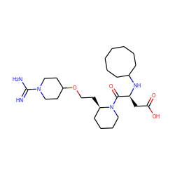 N=C(N)N1CCC(OCC[C@@H]2CCCCN2C(=O)[C@H](CC(=O)O)NC2CCCCCCC2)CC1 ZINC000013473947