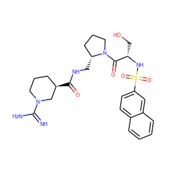 N=C(N)N1CCC[C@@H](C(=O)NC[C@@H]2CCCN2C(=O)[C@H](CO)NS(=O)(=O)c2ccc3ccccc3c2)C1 ZINC000013436172