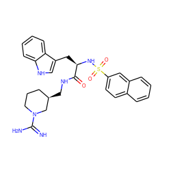 N=C(N)N1CCC[C@@H](CNC(=O)[C@@H](Cc2c[nH]c3ccccc23)NS(=O)(=O)c2ccc3ccccc3c2)C1 ZINC000027304793