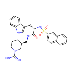 N=C(N)N1CCC[C@@H](CNC(=O)[C@H](Cc2c[nH]c3ccccc23)NS(=O)(=O)c2ccc3ccccc3c2)C1 ZINC000027310067