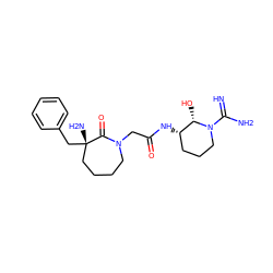 N=C(N)N1CCC[C@H](NC(=O)CN2CCCC[C@](N)(Cc3ccccc3)C2=O)[C@@H]1O ZINC000026489851