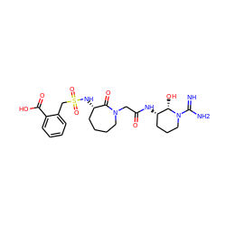 N=C(N)N1CCC[C@H](NC(=O)CN2CCCC[C@H](NS(=O)(=O)Cc3ccccc3C(=O)O)C2=O)[C@@H]1O ZINC000027205071