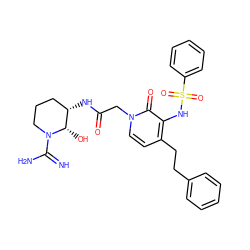 N=C(N)N1CCC[C@H](NC(=O)Cn2ccc(CCc3ccccc3)c(NS(=O)(=O)c3ccccc3)c2=O)[C@@H]1O ZINC000028007953