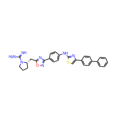 N=C(N)N1CCC[C@H]1Cc1nc(-c2ccc(Nc3nc(-c4ccc(-c5ccccc5)cc4)cs3)cc2)no1 ZINC001772651052