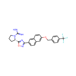 N=C(N)N1CCC[C@H]1c1nc(-c2ccc3cc(OCc4ccc(C(F)(F)F)cc4)ccc3c2)no1 ZINC000231365524