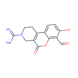 N=C(N)N1CCc2c(c(=O)oc3c(C=O)c(O)ccc23)C1 ZINC000169347640