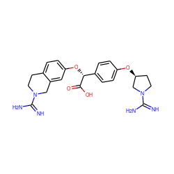 N=C(N)N1CCc2ccc(O[C@@H](C(=O)O)c3ccc(O[C@H]4CCN(C(=N)N)C4)cc3)cc2C1 ZINC000013782211