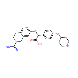 N=C(N)N1CCc2ccc(O[C@@H](C(=O)O)c3ccc(OC4CCNCC4)cc3)cc2C1 ZINC000013782205