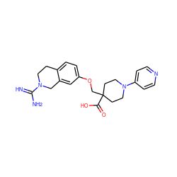 N=C(N)N1CCc2ccc(OCC3(C(=O)O)CCN(c4ccncc4)CC3)cc2C1 ZINC000003981896