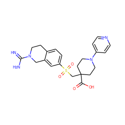 N=C(N)N1CCc2ccc(S(=O)(=O)CC3(C(=O)O)CCN(c4ccncc4)CC3)cc2C1 ZINC000013644412