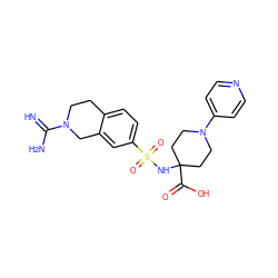 N=C(N)N1CCc2ccc(S(=O)(=O)NC3(C(=O)O)CCN(c4ccncc4)CC3)cc2C1 ZINC000013644415