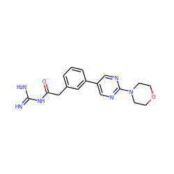 N=C(N)NC(=O)Cc1cccc(-c2cnc(N3CCOCC3)nc2)c1 ZINC001772621341