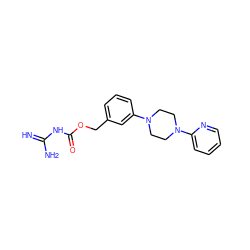 N=C(N)NC(=O)OCc1cccc(N2CCN(c3ccccn3)CC2)c1 ZINC001772587838