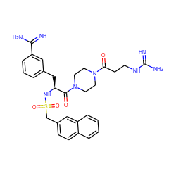 N=C(N)NCCC(=O)N1CCN(C(=O)[C@H](Cc2cccc(C(=N)N)c2)NS(=O)(=O)Cc2ccc3ccccc3c2)CC1 ZINC000036107726