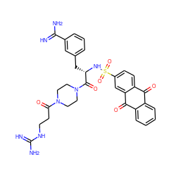 N=C(N)NCCC(=O)N1CCN(C(=O)[C@H](Cc2cccc(C(=N)N)c2)NS(=O)(=O)c2ccc3c(c2)C(=O)c2ccccc2C3=O)CC1 ZINC000096308806