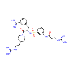 N=C(N)NCCC(=O)Nc1cccc(S(=O)(=O)N[C@@H](Cc2cccc(C(=N)N)c2)C(=O)N2CCC(CCNC(=N)N)CC2)c1 ZINC000034689230