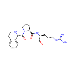 N=C(N)NCCC[C@@H](C=O)NC(=O)[C@@H]1CCCN1C(=O)[C@H]1NCCc2ccccc21 ZINC000026835489