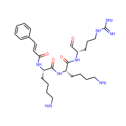 N=C(N)NCCC[C@@H](C=O)NC(=O)[C@H](CCCCN)NC(=O)[C@H](CCCCN)NC(=O)/C=C/c1ccccc1 ZINC000049878687