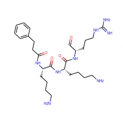 N=C(N)NCCC[C@@H](C=O)NC(=O)[C@H](CCCCN)NC(=O)[C@H](CCCCN)NC(=O)CCc1ccccc1 ZINC000042889342