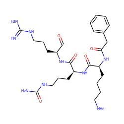 N=C(N)NCCC[C@@H](C=O)NC(=O)[C@H](CCCNC(N)=O)NC(=O)[C@H](CCCCN)NC(=O)Cc1ccccc1 ZINC000044406177