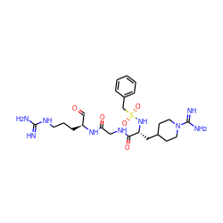 N=C(N)NCCC[C@@H](C=O)NC(=O)CNC(=O)[C@@H](CC1CCN(C(=N)N)CC1)NS(=O)(=O)Cc1ccccc1 ZINC000003936295