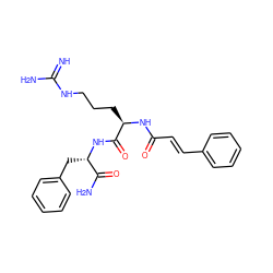 N=C(N)NCCC[C@@H](NC(=O)/C=C/c1ccccc1)C(=O)N[C@@H](Cc1ccccc1)C(N)=O ZINC000095563865