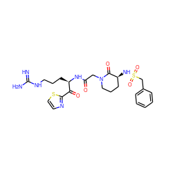 N=C(N)NCCC[C@@H](NC(=O)CN1CCC[C@H](NS(=O)(=O)Cc2ccccc2)C1=O)C(=O)c1nccs1 ZINC000027852215