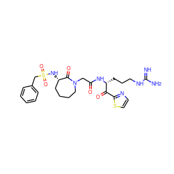 N=C(N)NCCC[C@@H](NC(=O)CN1CCCC[C@H](NS(=O)(=O)Cc2ccccc2)C1=O)C(=O)c1nccs1 ZINC000027842762