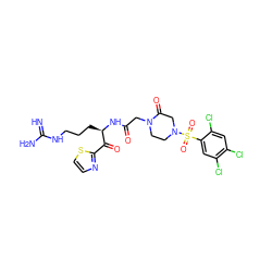 N=C(N)NCCC[C@@H](NC(=O)CN1CCN(S(=O)(=O)c2cc(Cl)c(Cl)cc2Cl)CC1=O)C(=O)c1nccs1 ZINC000027844794