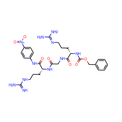 N=C(N)NCCC[C@@H](NC(=O)CNC(=O)[C@H](CCCN=C(N)N)NC(=O)OCc1ccccc1)C(=O)Nc1ccc([N+](=O)[O-])cc1 ZINC000029346265