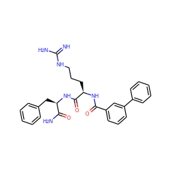 N=C(N)NCCC[C@@H](NC(=O)c1cccc(-c2ccccc2)c1)C(=O)N[C@H](Cc1ccccc1)C(N)=O ZINC000095560702