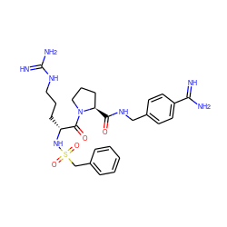 N=C(N)NCCC[C@@H](NS(=O)(=O)Cc1ccccc1)C(=O)N1CCC[C@H]1C(=O)NCc1ccc(C(=N)N)cc1 ZINC000058548617