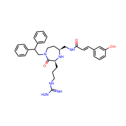 N=C(N)NCCC[C@@H]1N[C@H](CNC(=O)/C=C/c2cccc(O)c2)CCN(CC(c2ccccc2)c2ccccc2)C1=O ZINC000118675309