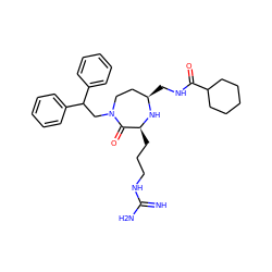 N=C(N)NCCC[C@@H]1N[C@H](CNC(=O)C2CCCCC2)CCN(CC(c2ccccc2)c2ccccc2)C1=O ZINC000118693592