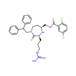 N=C(N)NCCC[C@@H]1N[C@H](CNC(=O)c2cc(Cl)ccc2Cl)CCN(CC(c2ccccc2)c2ccccc2)C1=O ZINC000118688086