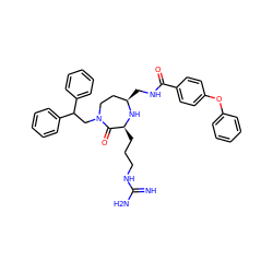 N=C(N)NCCC[C@@H]1N[C@H](CNC(=O)c2ccc(Oc3ccccc3)cc2)CCN(CC(c2ccccc2)c2ccccc2)C1=O ZINC000118691926