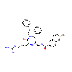 N=C(N)NCCC[C@@H]1N[C@H](CNC(=O)c2ccc3cc(Br)ccc3c2)CCN(CC(c2ccccc2)c2ccccc2)C1=O ZINC000163668717