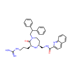 N=C(N)NCCC[C@@H]1N[C@H](CNC(=O)c2ccc3ccccc3n2)CCN(CC(c2ccccc2)c2ccccc2)C1=O ZINC000118690774