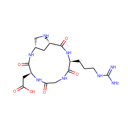 N=C(N)NCCC[C@@H]1NC(=O)[C@@H]2C[C@@H](CN2)NC(=O)[C@H](CC(=O)O)NC(=O)CNC1=O ZINC000029133473