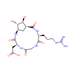N=C(N)NCCC[C@@H]1NC(=O)[C@H]2C[C@@H](NC(=O)[C@H](CC(=O)O)NC(=O)CNC1=O)[C@H](O)[C@H]2O ZINC000013676511
