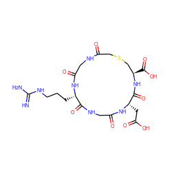 N=C(N)NCCC[C@@H]1NC(=O)CNC(=O)CSC[C@@H](C(=O)O)NC(=O)[C@H](CC(=O)O)NC(=O)CNC1=O ZINC000003931546