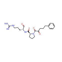 N=C(N)NCCC[C@H](C=O)NC(=O)[C@@H]1CCCN1C(=O)C(=O)CCCc1ccccc1 ZINC000026823010