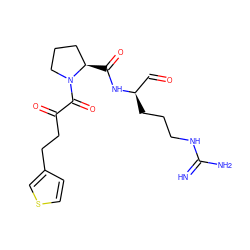 N=C(N)NCCC[C@H](C=O)NC(=O)[C@@H]1CCCN1C(=O)C(=O)CCc1ccsc1 ZINC000026820847